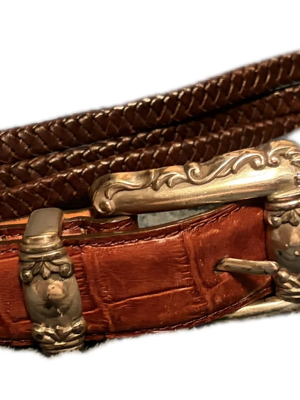Set of 2 unique Vintage Brighton Belts leather medium brown black
